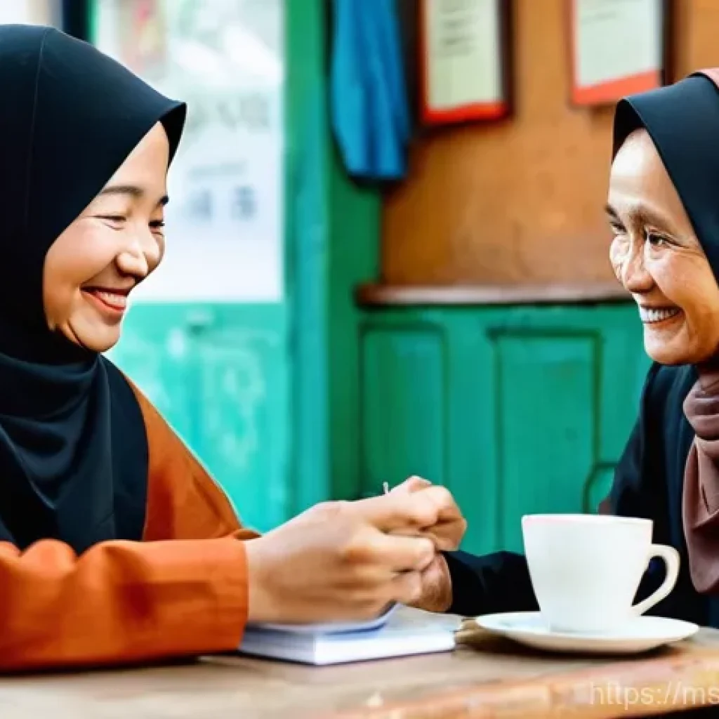 디자인 씽킹 실전에서의 창의적 사고 기법 - **Prompt:** A heartwarming scene set in a bustling Malaysian "warung kopi" (coffee stall). An elderl...