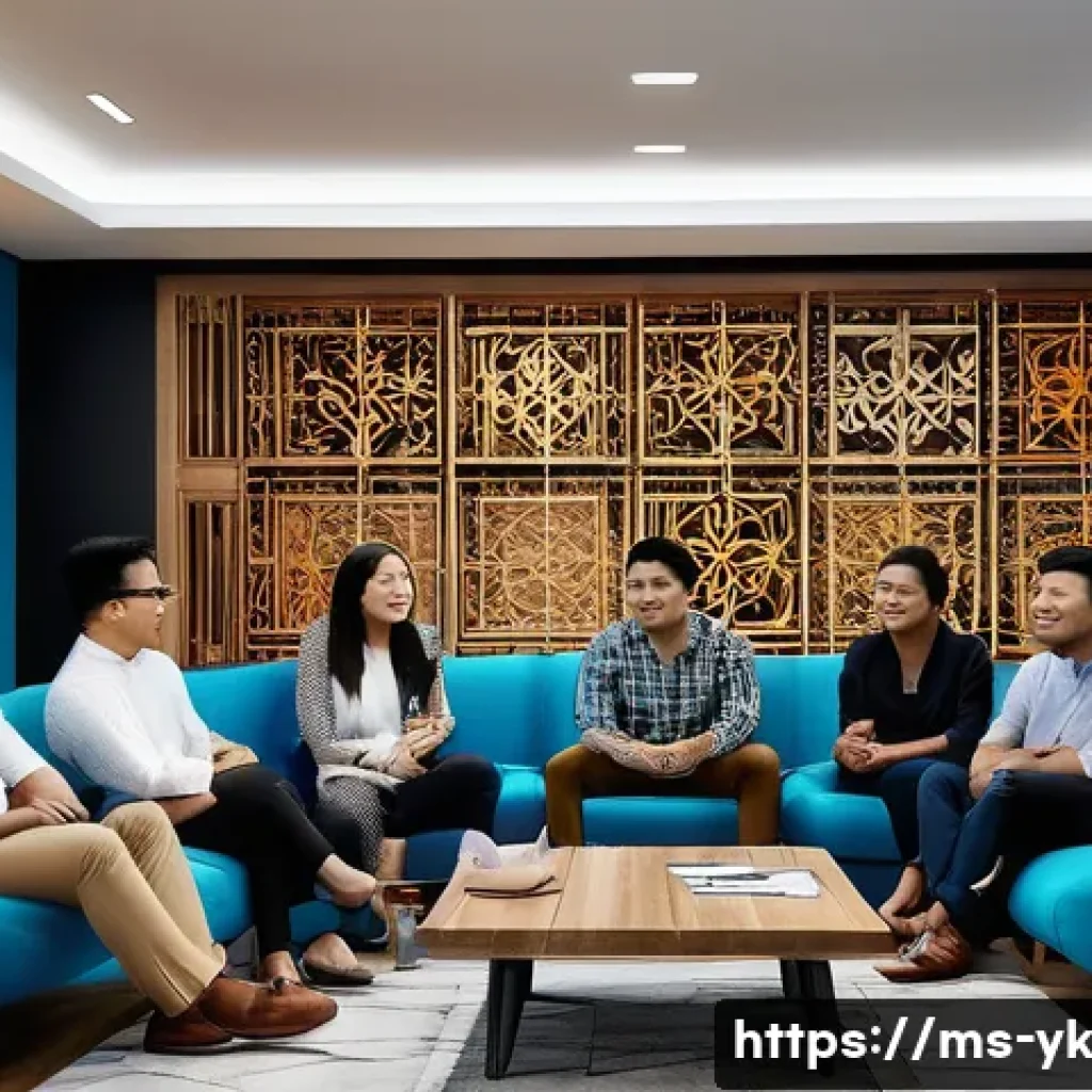디자인 씽킹을 통한 내부 혁신 촉진 - A diverse team of professionals from marketing, technology, and design collaborating in a modern Mal...