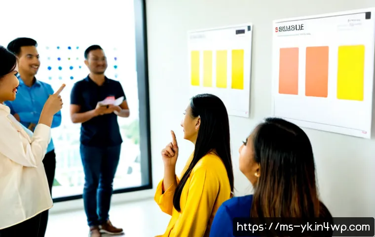 Home 17 디자인 씽킹의 감정 지도로 고객 이해하기 - Photorealistic design thinking workshop in a modern Kuala Lumpur coworking space, diverse Malaysian ...